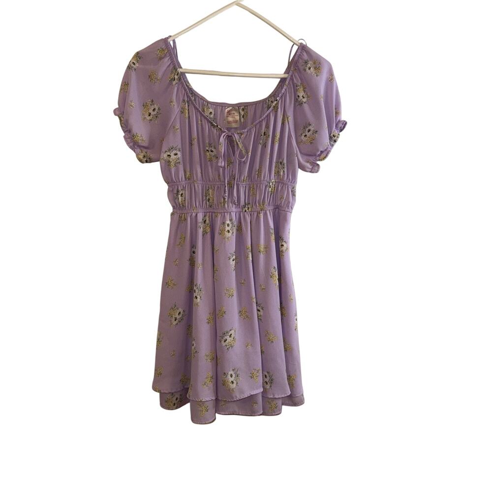 No Boundaries Juniors' Shirred Waist Peasant Dress Medium 7-9